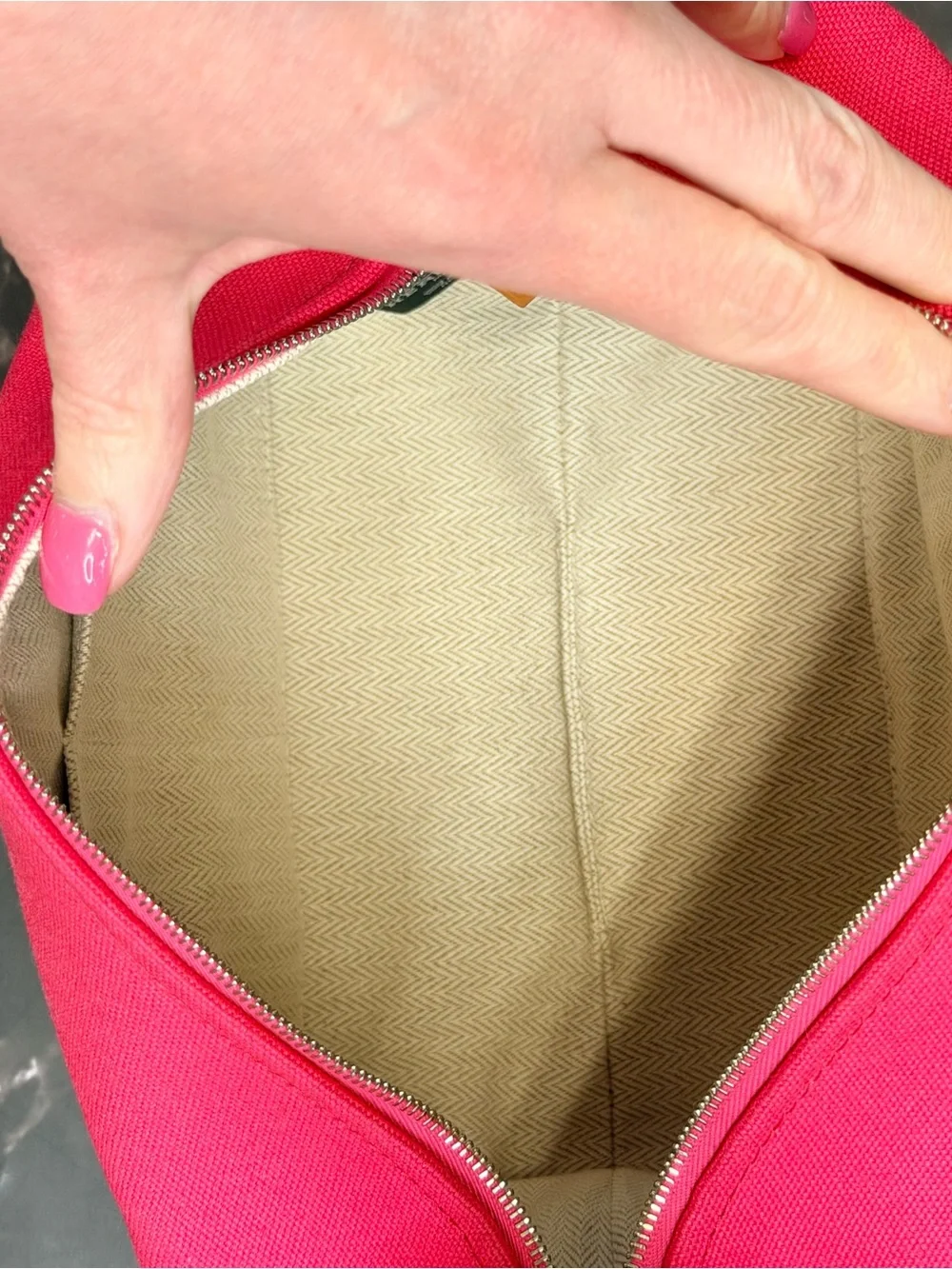 Hermes Hot Pink Canvas Bride-A-Brac Case, Small Model